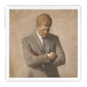 American President John Kennedy Painted Portrait Acrylic Tray