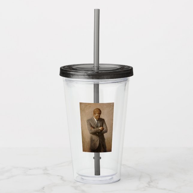 American President John Kennedy Painted Portrait  Acrylic Tumbler (Front)