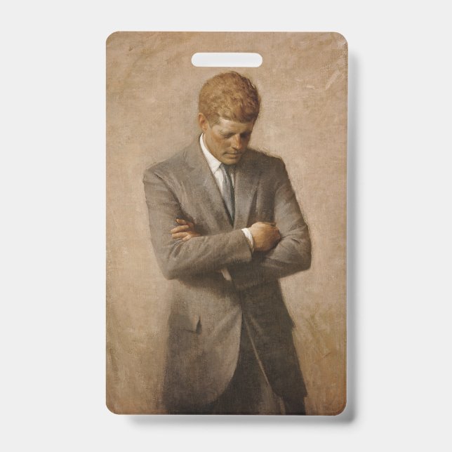 American President John Kennedy Painted Portrait  Badge (Front)