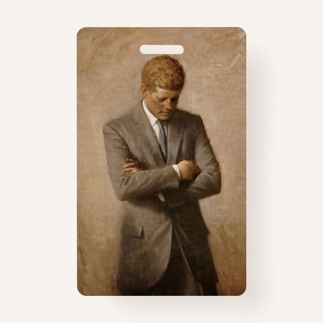 American President John Kennedy Painted Portrait  Badge (Front)