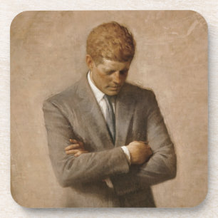 American President John Kennedy Painted Portrait  Beverage Coaster