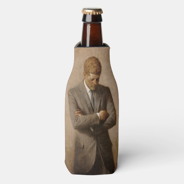 American President John Kennedy Painted Portrait  Bottle Cooler (Bottle Front)