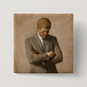 American President John Kennedy Painted Portrait  Button