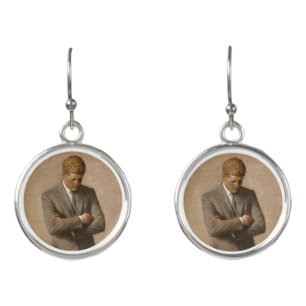 American President John Kennedy Painted Portrait Earrings