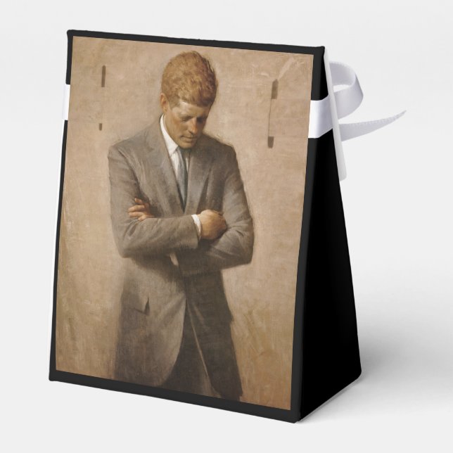American President John Kennedy Painted Portrait  Favor Boxes (Back Side)