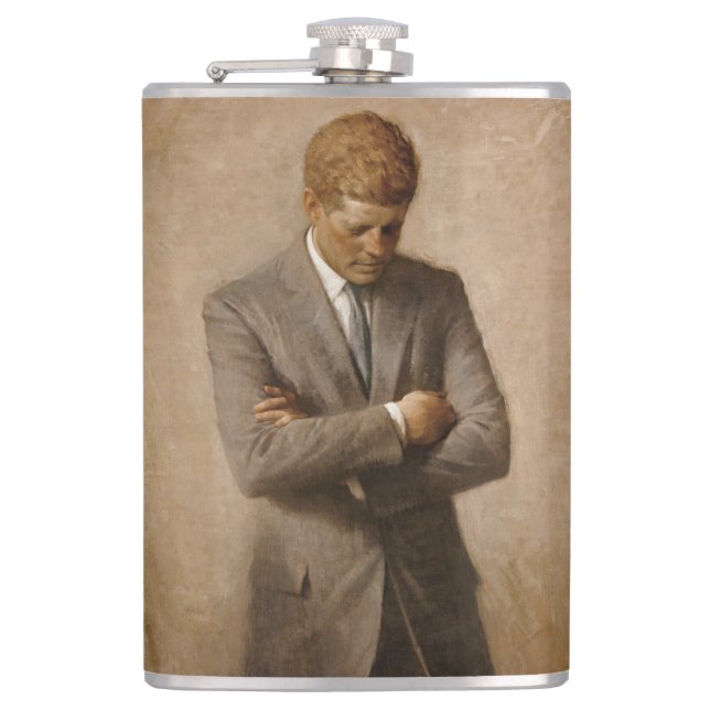 American President John Kennedy Painted Portrait  Flask (Front)