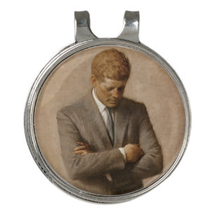 American President John Kennedy Painted Portrait  Golf Hat Clip
