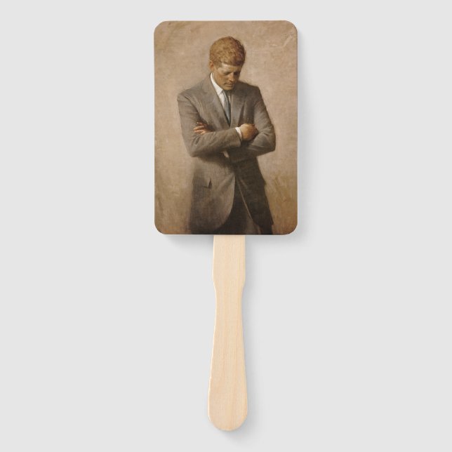 American President John Kennedy Painted Portrait  Hand Fan (Front)