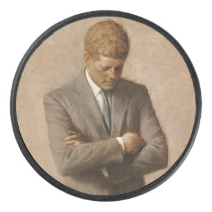 American President John Kennedy Painted Portrait  Hockey Puck