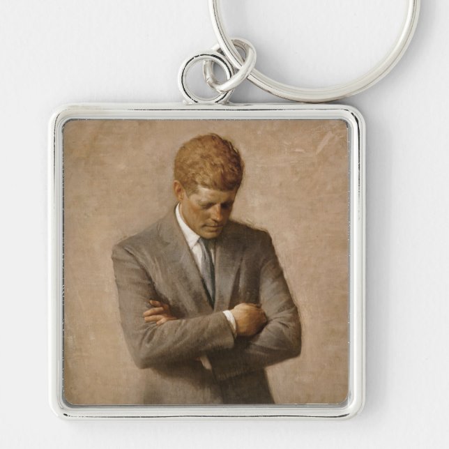 American President John Kennedy Painted Portrait  Keychain (Front)