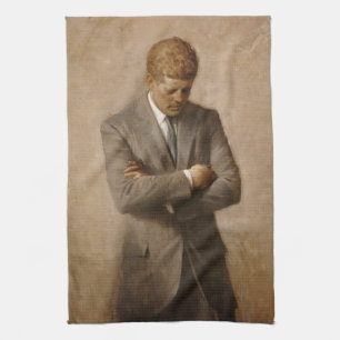 American President John Kennedy Painted Portrait Kitchen Towel
