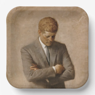 American President John Kennedy Painted Portrait  Paper Plates