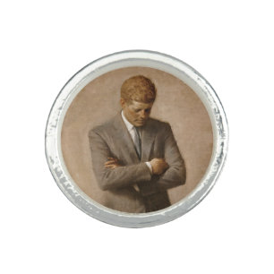 American President John Kennedy Painted Portrait  Ring