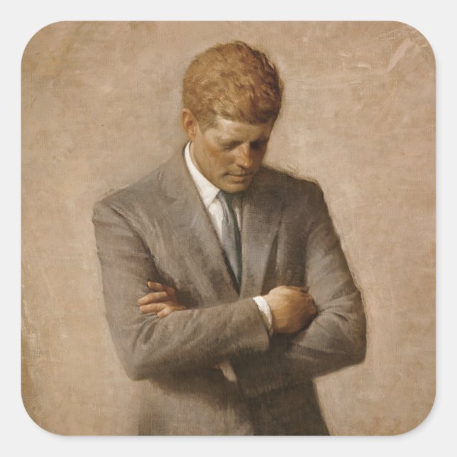 American President John Kennedy Painted Portrait  Square Sticker (Front)
