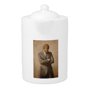 American President John Kennedy Painted Portrait Teapot