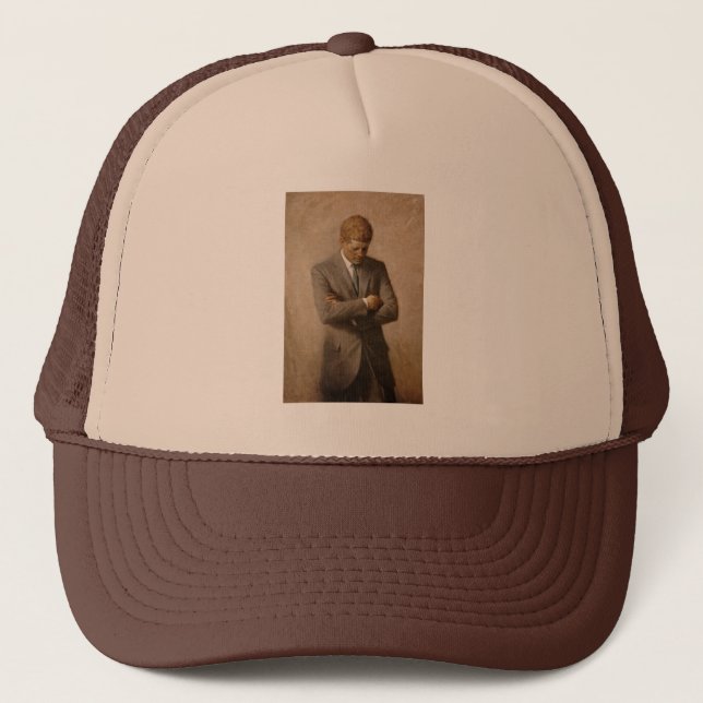 American President John Kennedy Painted Portrait  Trucker Hat (Front)