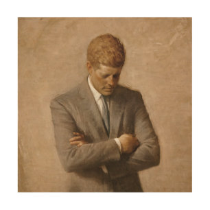 American President John Kennedy Painted Portrait  Wood Wall Art