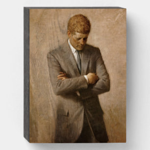American President John Kennedy Painted Portrait Wooden Box Sign