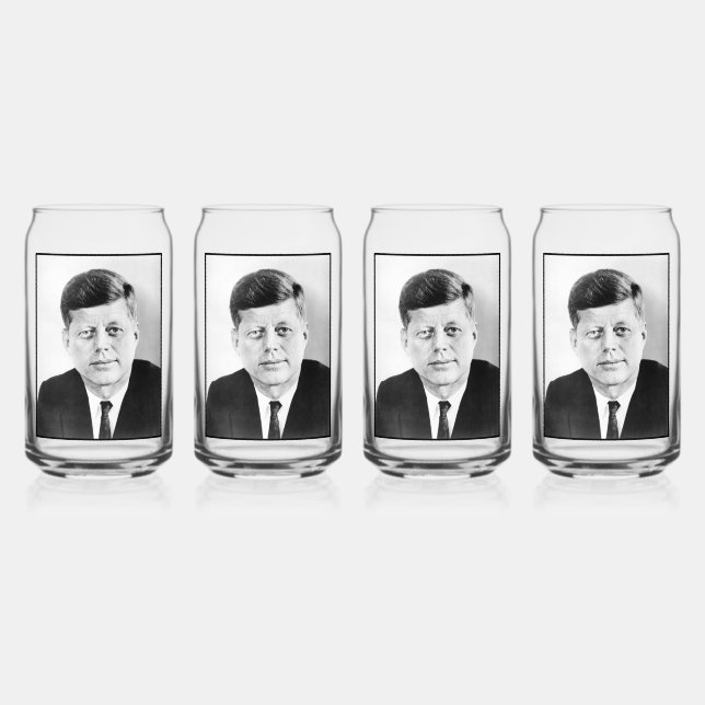 American President John Kennedy Presidential Photo Can Glass (Front)