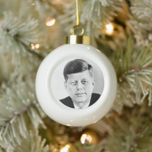 American President John Kennedy Presidential Photo Ceramic Ball Christmas Ornament
