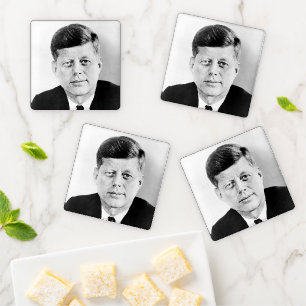 American President John Kennedy Presidential Photo Coaster Set