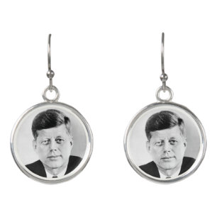American President John Kennedy Presidential Photo Earrings