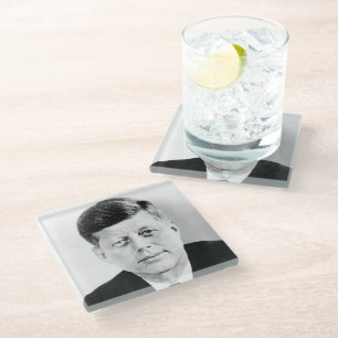 American President John Kennedy Presidential Photo Glass Coaster