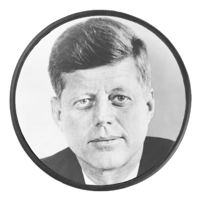 American President John Kennedy Presidential Photo Hockey Puck (Front)