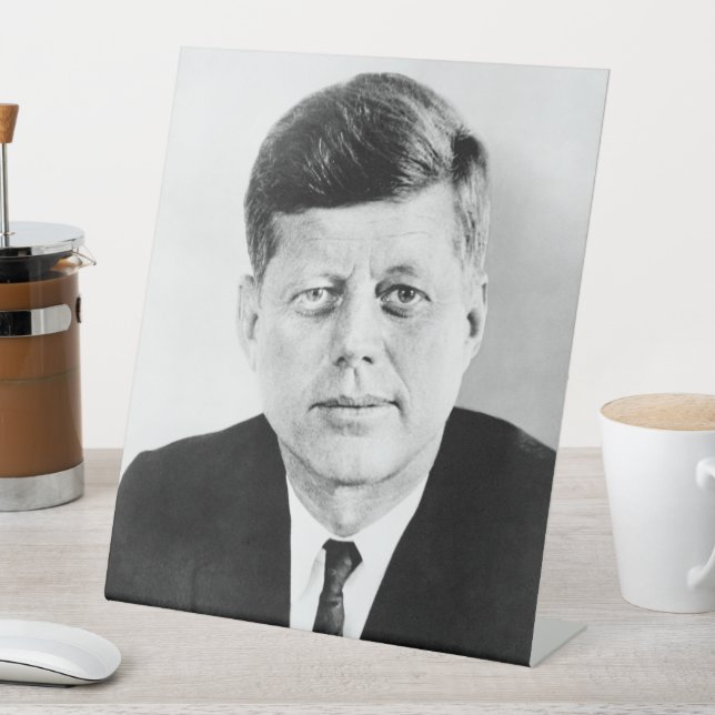 American President John Kennedy Presidential Photo Pedestal Sign (In SItu)