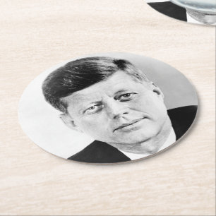 American President John Kennedy Presidential Photo Round Paper Coaster