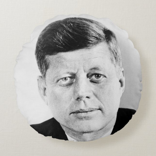 American President John Kennedy Presidential Photo Round Pillow (Front)