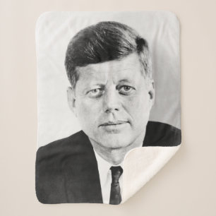 American President John Kennedy Presidential Photo Sherpa Blanket