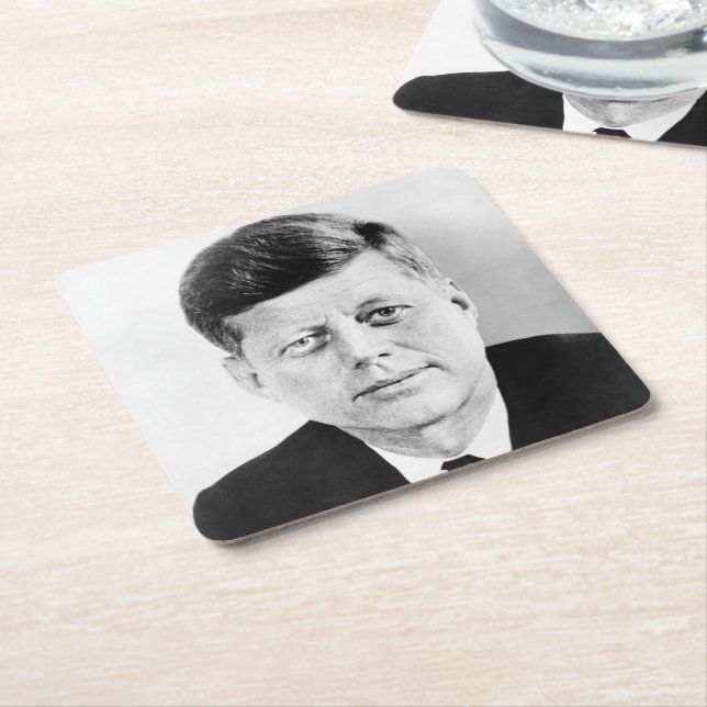 American President John Kennedy Presidential Photo Square Paper Coaster (Angled)
