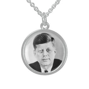 American President John Kennedy Presidential Photo Sterling Silver Necklace
