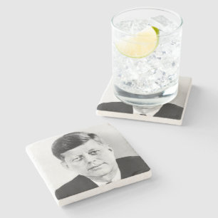 American President John Kennedy Presidential Photo Stone Coaster