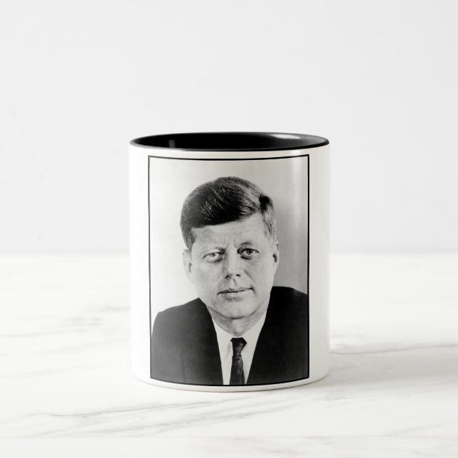 American President John Kennedy Presidential Photo Two-Tone Coffee Mug (Center)