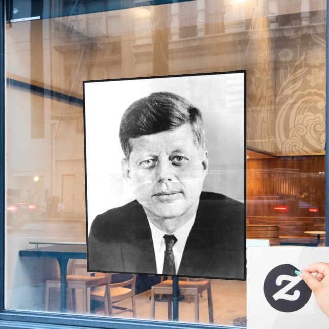 American President John Kennedy Presidential Photo Window Cling (Cafe Window)