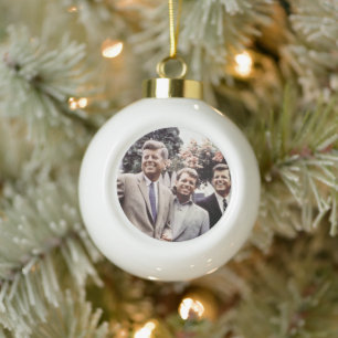 American President John Kennedy & Robert & Ted Ceramic Ball Christmas Ornament