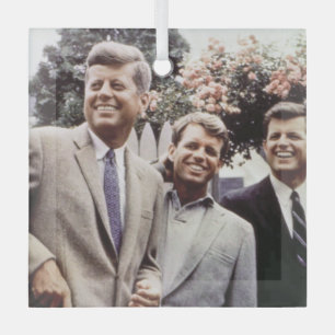 American President John Kennedy & Robert & Ted Glass Ornament