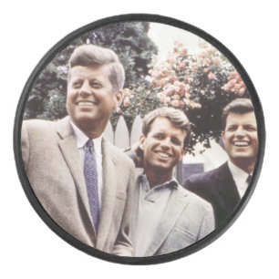 American President John Kennedy & Robert & Ted Hockey Puck