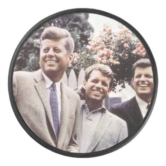 American President John Kennedy & Robert & Ted Hockey Puck (Front)