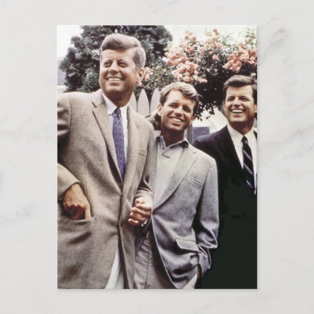 American President John Kennedy & Robert & Ted Postcard (Front)