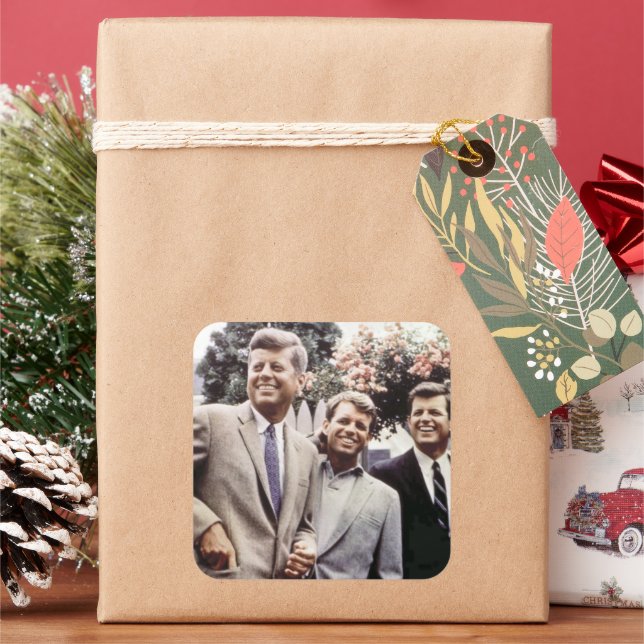 American President John Kennedy & Robert & Ted Square Sticker (Holiday)