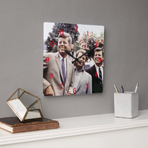 American President John Kennedy & Robert & Ted Square Wall Clock