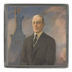 American President Woodrow Wilson & Liberty Gunmetal Finish Lapel Pin