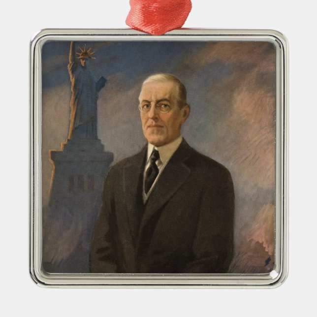American President Woodrow Wilson & Liberty Metal Ornament (Front)