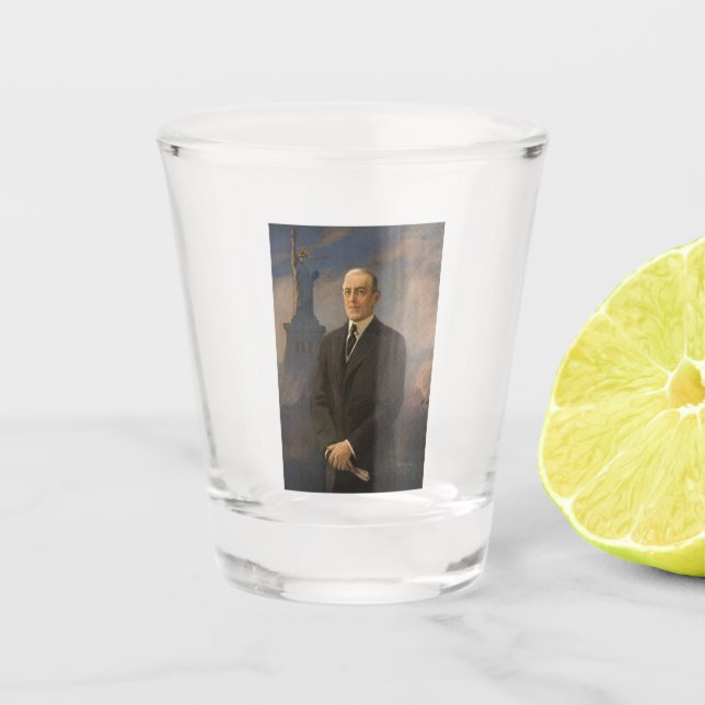 American President Woodrow Wilson & Liberty Shot Glass (Front)