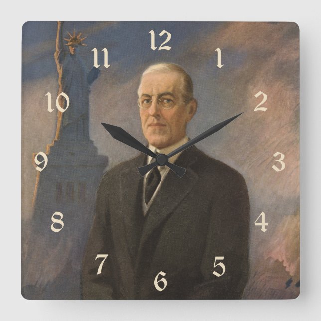 American President Woodrow Wilson & Liberty Square Wall Clock (Front)