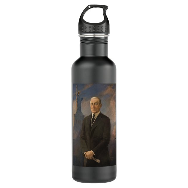 American President Woodrow Wilson & Liberty Stainless Steel Water Bottle (Front)