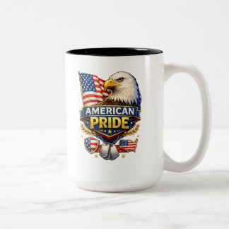 American Pride – Bald Eagle & USA Flag Patriotic  Two-Tone Coffee Mug
